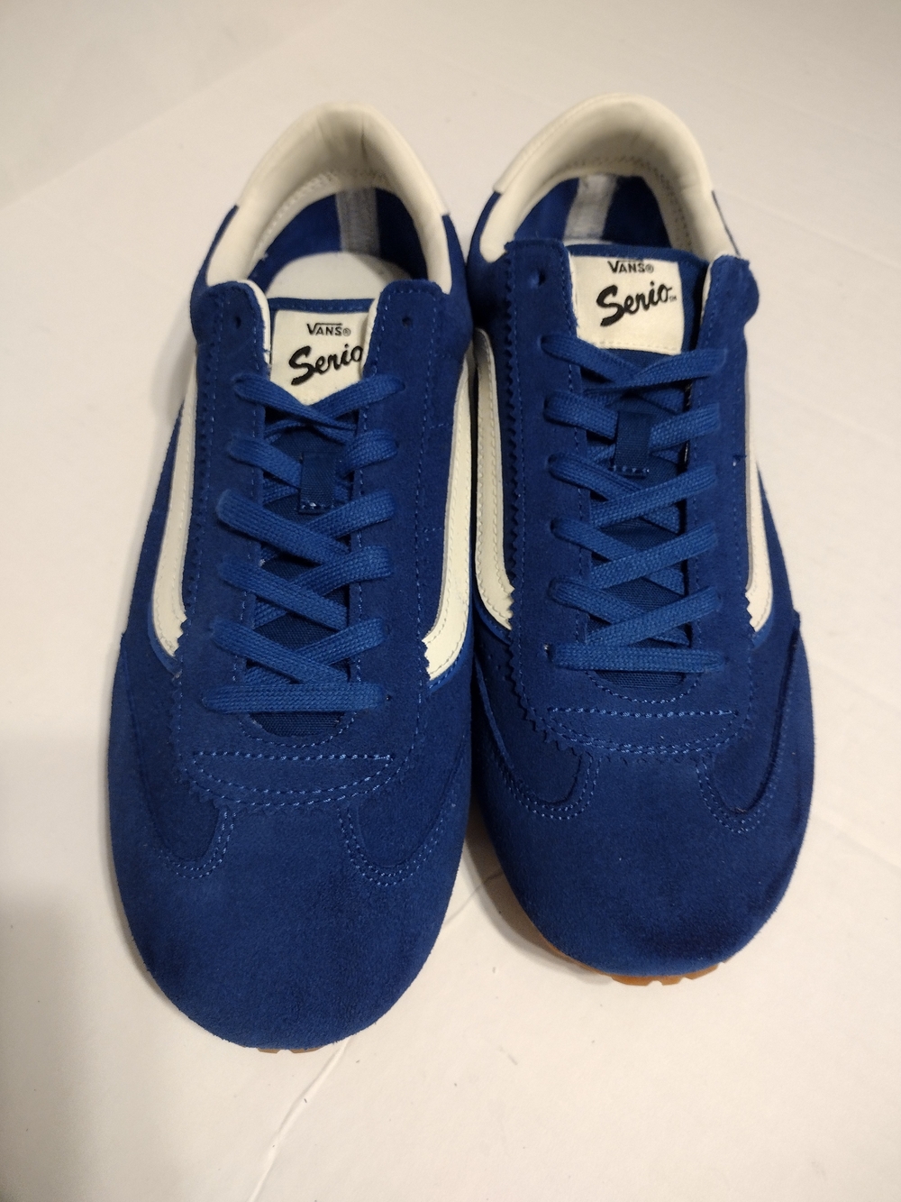 Men's Vans Serio Blue and White Suede Athletic Sneakers